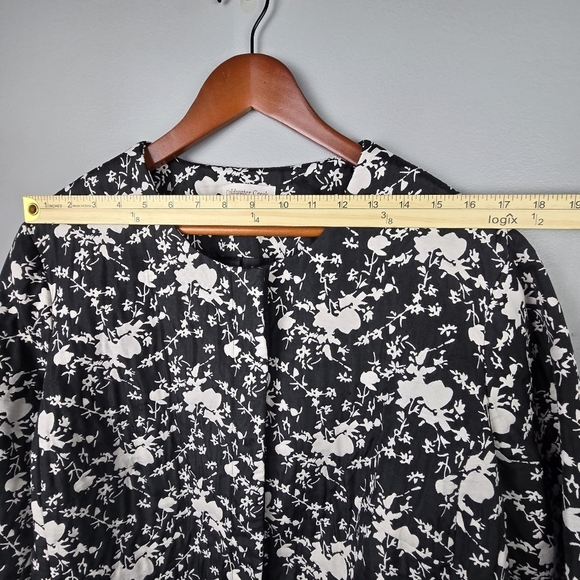 COLDWATER CREEK Floral Structured Jacket Blazer Crew Neck Black White Womens 24 - Picture 11 of 15